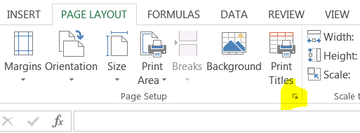 Excel Page Setup Icon