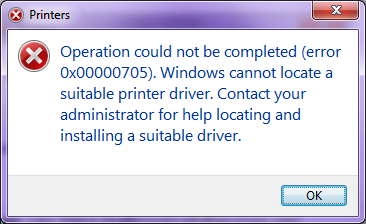 Operation could not be completed (error 0x00000705)